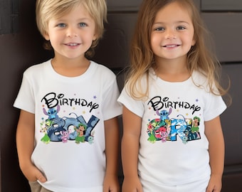 Stitch Birthday T-shirt, Lilo and Stitch Family T-shirt, Disney Birthday Trip Sweatshirt, Disneyland Lilo Angel Birthday Girl Tee