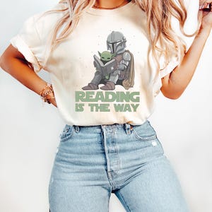Star Wars Shirt, Vintage Star Wars Sweatshirt, Reading Is The Way Shirt, Star Wars Disney Shirt, Mandalorian T-shirt, Disney Yoda Shirt image 3