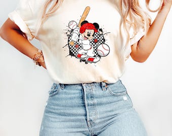 Mickey Baseball Shirt, Disney Sports Shirt, Mickey Mouse Baseball Shirt, Mickey Head Shirt, Gift For Him, Baseball Shirt, Baseball Lover Tee