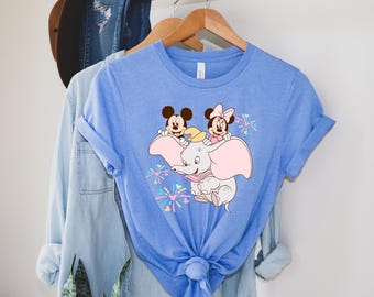 Disney Minnie and Mickey with Dumbo Shirt, Disney Dumbo Shirt, Cute Dumbo Flying Elephant ,Best Friend Shirt, Disney Matching Family Tee