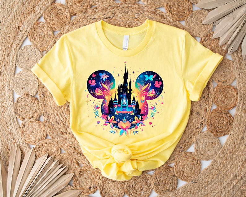 Retro Watercolor Disney Castle shirt, Disneyworld Disneyland Shirt, Mickey Balloon Tee, Disney Family Vacation Shirt, Magic Kingdom Shirts image 4