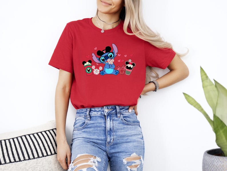 Camiseta de Stitch para San Valentín, camiseta de Disney para San Valentín, camiseta de Lilo y Stitch, sudadera de Disney, camiseta de Stitch, camiseta de Stitch y Ángel imagen 1