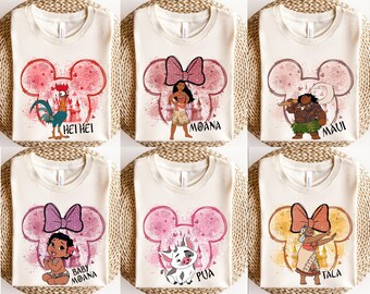 Disneyland Castle Watercolor Moana Characters Shirt, Disney Moana Movie 2026 Shirt, Disneyland Family Trip Sweatshirt, Hei Hei Pua Maui Tee