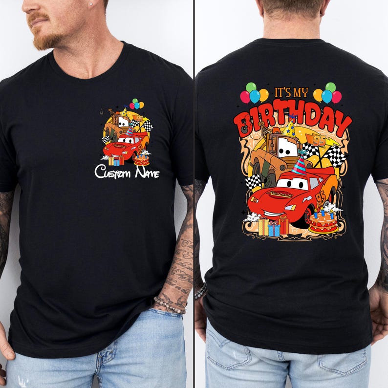 Lightning McQueen Birthday Boy Tee, Disney Custom Cars Birthday Shirt, Disneyland Family Matching Sweatshirt, Disneyworld Vacation Tee afbeelding 2