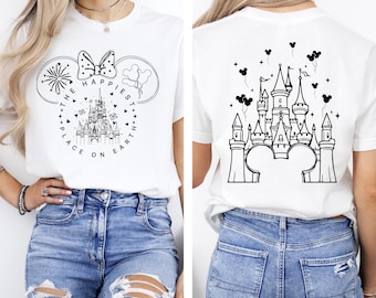 The Happiest Place One Earth Couple Shirt, Mickey and Minnie Magical Castle Shirt, Disney Family Trip Shirt, Disneyland Vacation Tee