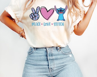 Stitch Shirt, Lilo and Stitch Shirt, Peace Love and Stitch, Disney Shirt, Graphic Tee, Disney Stitch Shirt