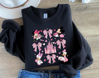 Mickey and Minnie Coquette Bows Valentine's Day Shirt, Happy Valentine's Day Sweatshirt, Disneyland Valentine Trip Tee, Disney Love Shirt