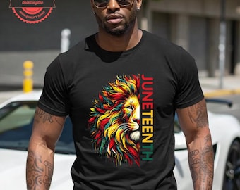 Juneteenth Lion Shirt for Men — Bold African American Pride Tee, Black History Freedom Day Sweater, June 19th Celebration Gift