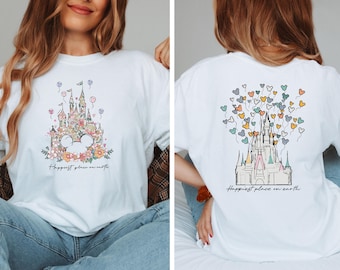 Happiest Place on Earth Shirt, Magic Kingdom Shirt, Magical World Shirt, Magical Kingdom, Disney Castle Floral Shirt, Disney World Shirt