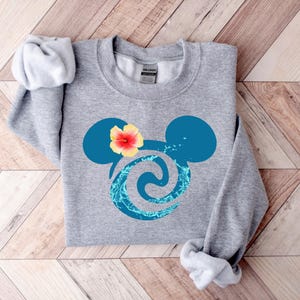 Floral Mickey Head Shirt, Disney Floral Water Splashes Mickey Mouse Ears Tee, Flower Mickey Shirt, Disney Vacation Disneyworld Sweatshirt image 3