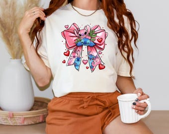 Chemise Stitch Angel Saint-Valentin, chemise coquette Saint-Valentin, Saint-Valentin Disney, chemise femme Disney, cadeau Saint-Valentin, chemise Magic Kingdom