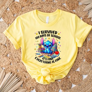 Disney Stitch and Angel 100 Days Of Shirt, Disneyland Happy 100 Days Of School Tee, Happy 100 Days Celebration Shirt, Back to School Shirt image 4