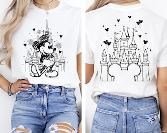 Disney Mickey Minnie Mouse Castle Shirt, Disneyland Watercolor Tee, Magic Kingdom Family T-Shirt, Vintage Disney Sweatshirt