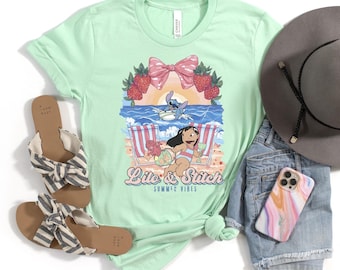 Lilo And Stitch Summer Vibes Shirt, Disney Beach Shirt, Stitch Summer Shirt, Disney Summer Shirt, Disney Vacation Shirt, Disney Family Shirt