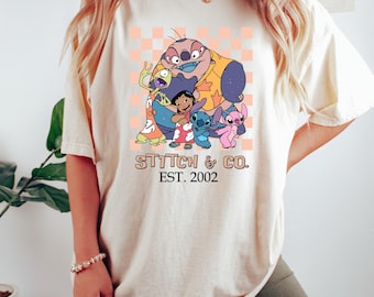 Lilo & Stitch Co Est 2002 Vintage Shirt, Disney Stitch Shirt, Stitch And Angle Shirt, Lilo Stitch Characters Shirt,Disney Family Group Shirt