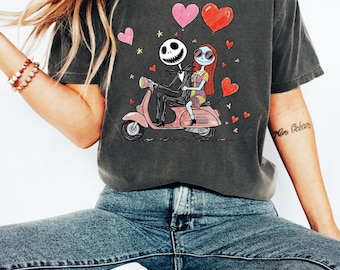 Jack and Sally Valentine Shirt, Disney Watercolor Nightmare Valentine Sweatshirt, Cute Disney Valentines Day Tee, Jack Sally Valentine Shirt