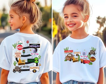 Disney Cars Movie Radiator Springs Road Trip Shirt, Vintage Disney Cars T-Shirt, Cozy Cone Map Of Radiator Springs, Lightning Mcqueen Tee
