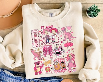 Toy Story Valentine Shirt, Woody Buzz Jessie Rex with Heart Balloons Tee, Disney Pink Pixar Valentine T-shirt, Magical Heart Valentines Tee