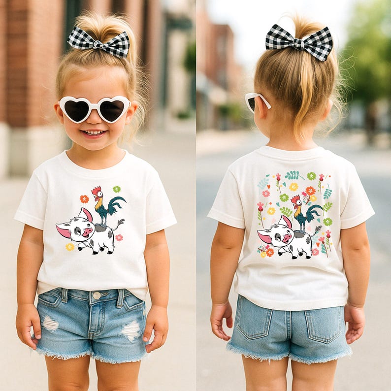 Retro Pua And Hei Hei Floral Shirt, Disney Moana Shirt, Disneyland Trip Shirt, Disney Friends Shirt, Disney Moana Front and Back Sweatshirt image 4