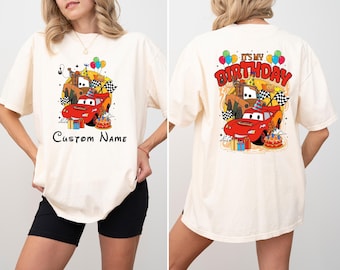 Custom Disney Cars Kids, Disney Cars Birthday Shirt, Lightning McQueen Birthday Tee, Cars Family Trip Shirt,  Disneyland Lighting McQueen