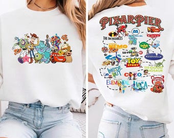 Vintage Disney Pixar Characters Group Shirt, Toy Story, Up, Remy, Monster INC, Cars, Incredible, Disney Vacation Shirt, Disney Pixar Fest