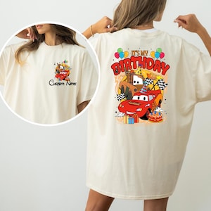 Lightning McQueen Birthday Boy Tee, Disney Custom Cars Birthday Shirt, Disneyland Family Matching Sweatshirt, Disneyworld Vacation Tee afbeelding 1