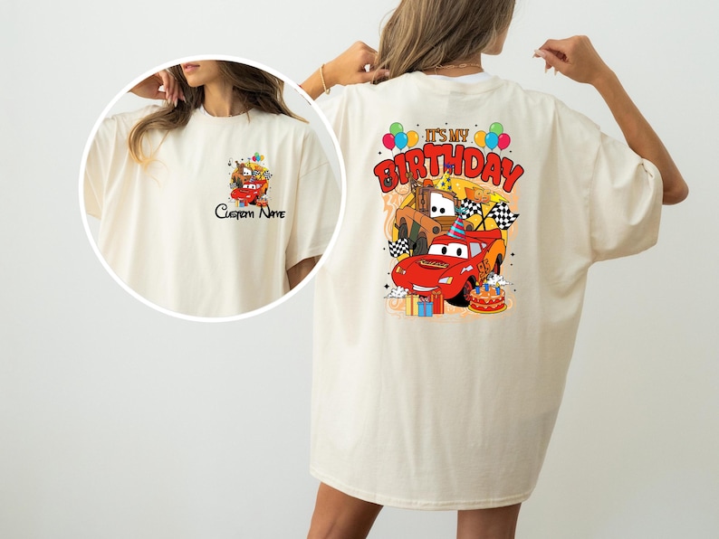 Lightning McQueen Birthday Boy Tee, Disney Custom Cars Birthday Shirt, Disneyland Family Matching Sweatshirt, Disneyworld Vacation Tee afbeelding 1