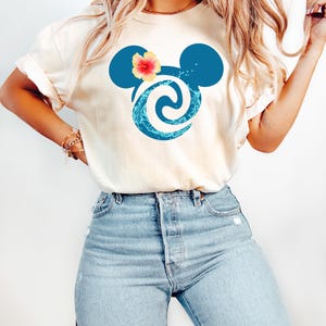 Floral Mickey Head Shirt, Disney Floral Water Splashes Mickey Mouse Ears Tee, Flower Mickey Shirt, Disney Vacation Disneyworld Sweatshirt image 1