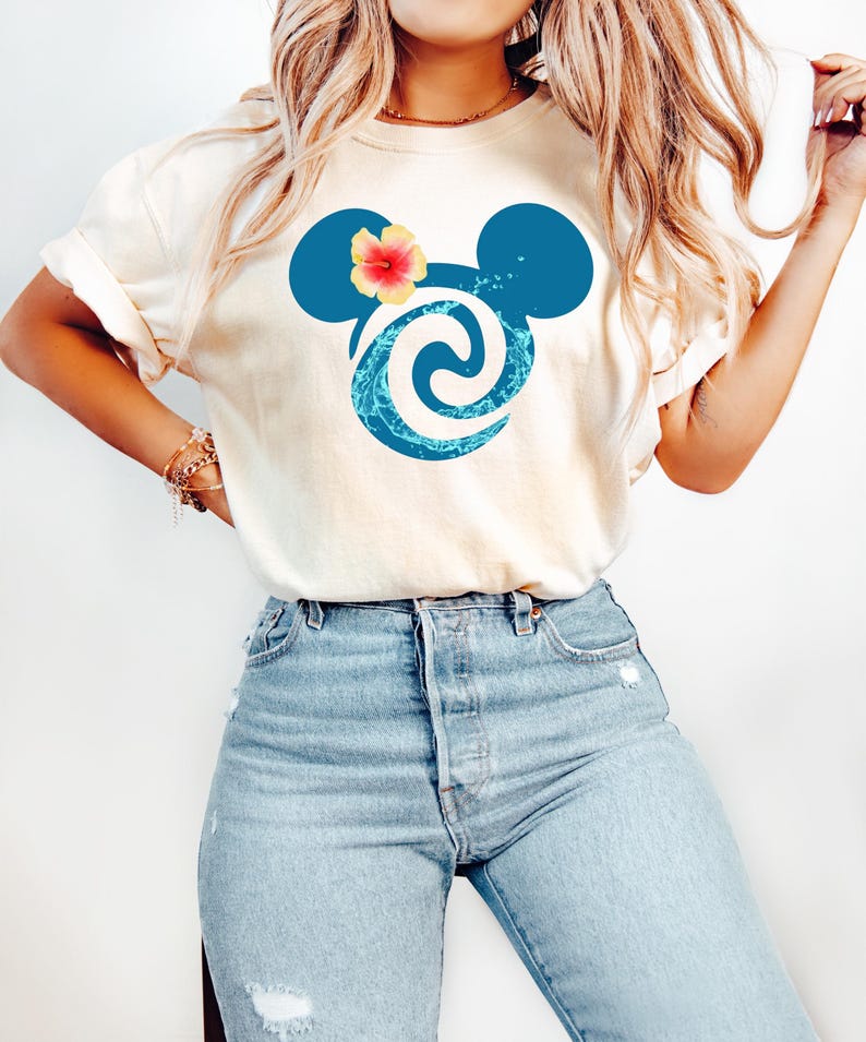 Floral Mickey Head Shirt, Disney Floral Water Splashes Mickey Mouse Ears Tee, Flower Mickey Shirt, Disney Vacation Disneyworld Sweatshirt image 1
