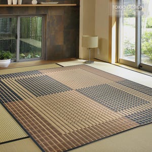 Tapete tatame bege xadrez padrão japonês junco grama artesanato material natural tapete fofo quadrado retângulo feito no Japão TD43
