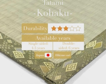 Tatamimatta "Kohaku" Japanskt hantverk i rusgräs Naturmaterial Matta Tillverkad i Japan TD47