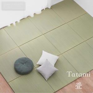 Unit Tatami mat "Ayakawa" GREEN Square Rug 82×82cm Igusa Japanese Rush grass Traditional Carpet Non-slip Sleeping Yoga Made in Japan TD100