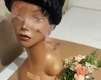 Black Braided Updo Lace Front Wig, Cornrow Braid Crown, Natural Look Hairpiece