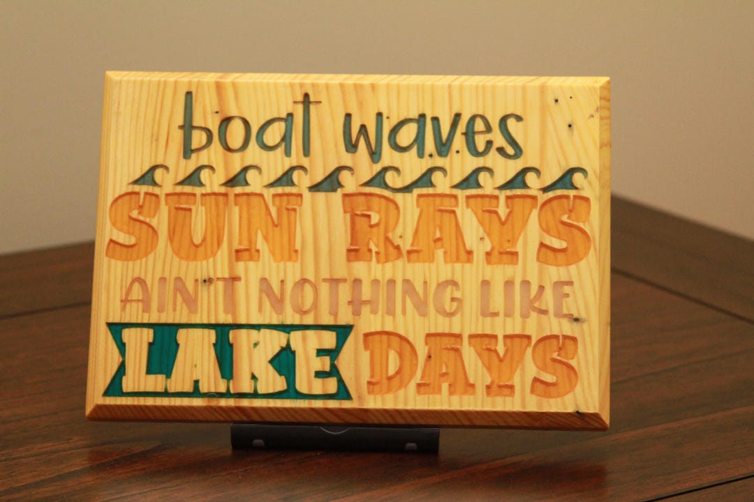 Boat Waves Sun Rays Sign pine and Epoxy - Etsy