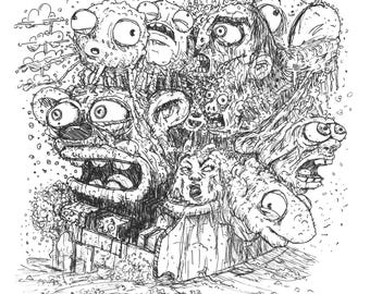 Ballpoint Faces Art Print 12"x12"