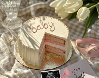 Cake Baby Announcement Girl Gender Reveal Digital Pregnancy Announcement Baby Girl Pink Announcement For Social Media It's A Girl Cake