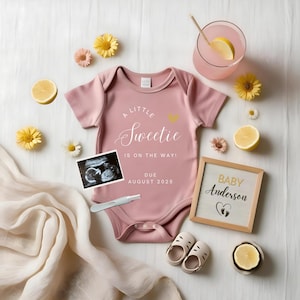 Editable Pink Lemonade Floral Baby Announcement Neutral Pregnancy Announcement Digital Spring Announcement Social Media Template Pregnancy