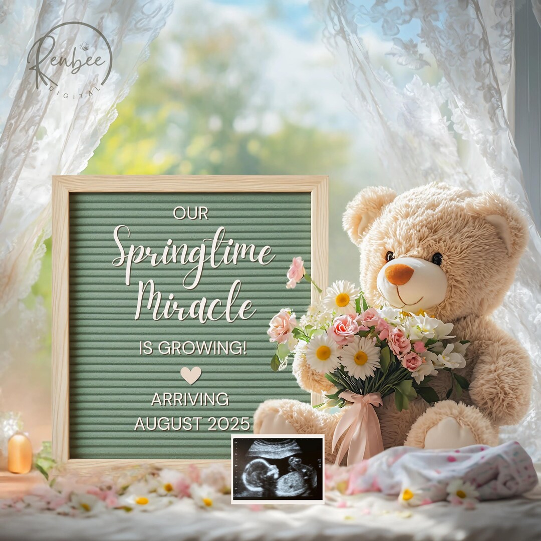 Editable Spring Pregnancy Announcement Template Floral Pregnancy ...