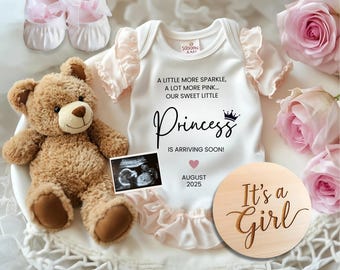 Anuncio de bebé niña, anuncio de embarazo digital editable, revelación de género, anuncio de bebé niña, descarga instantánea