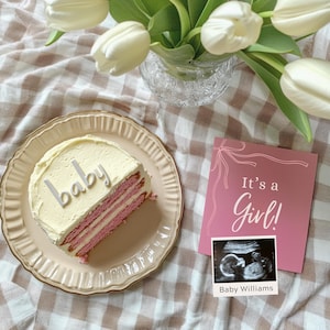 Cake Baby Announcement Girl Gender Reveal Digital Pregnancy Announcement Baby Girl Pink Announcement For Social Media It&#39;s A Girl Cake
