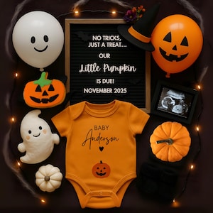 Halloween Pregnancy Announcement Digital October Baby Announcement Editable Template Baby Reveal Social Media Spooky Baby Reveal