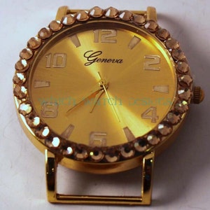 Small Round Bling.. Interchangeable Silver, Pewter or Gold Watch Face with Rhinestones, Beaded Watches image 2