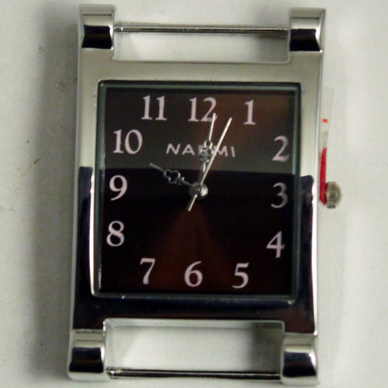 Large Rectangle.. Watch Face, Ribbon, Solid Bar, Interchangeable, Removable, Stainless, Silver Plated image 1
