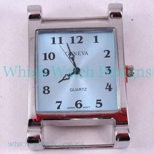 Large Rectangle.. Watch Face, Ribbon, Solid Bar, Interchangeable, Removable, Stainless, Silver Plated image 2