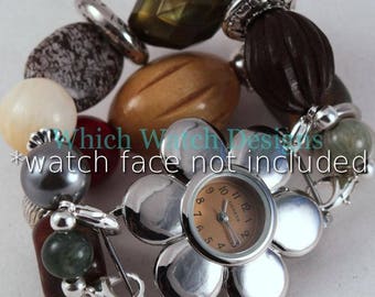 Fall Jumble.. Multi Colored Stone, Wood, and Acrylic Interchangeable Beaded Watch Band