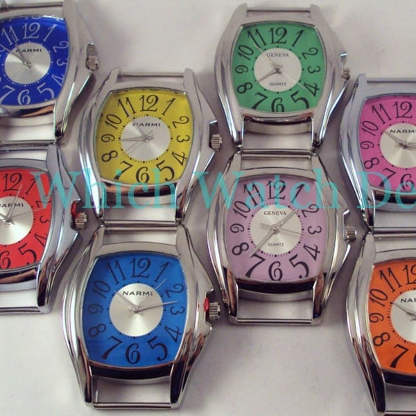 Large Whimsy.. 2-inch Solid-Bar, Ribbon, Interchangeable, Silver Plated Watch Face