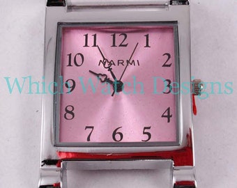 Large Rectangle.. Watch Face, Ribbon, Solid Bar, Interchangeable, Removable, Stainless, Silver Plated