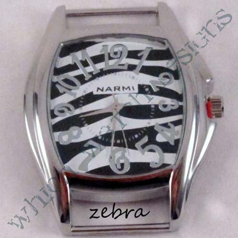 Large Whimsy.. 2-inch Solid-Bar, Ribbon, Interchangeable, Silver Plated Watch Face image 5