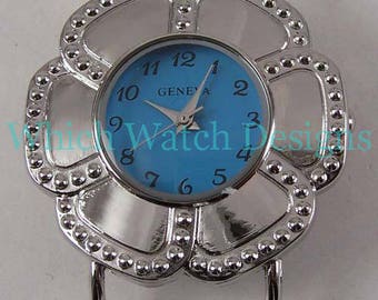 Interchangeable Flower Watch Face, Colored Ribbon, Stainless Steel