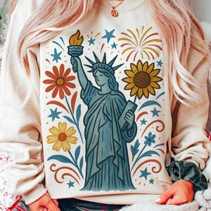 Retro 4. Juli Freiheitsstatue, Amerika USA Png, Amerika 4. Juli Png Design, 4. Juli digital, USA Flagge, American Girl Shirt Design